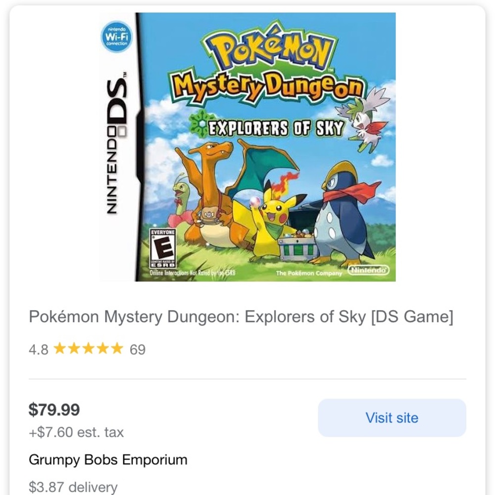 Pokémon mystery dungeon DS Nintendo